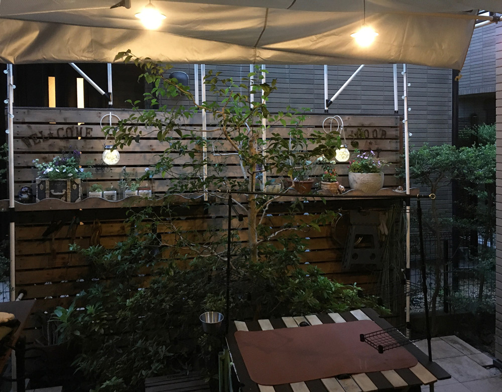 落ち着きとやすらぎの夜景の庭