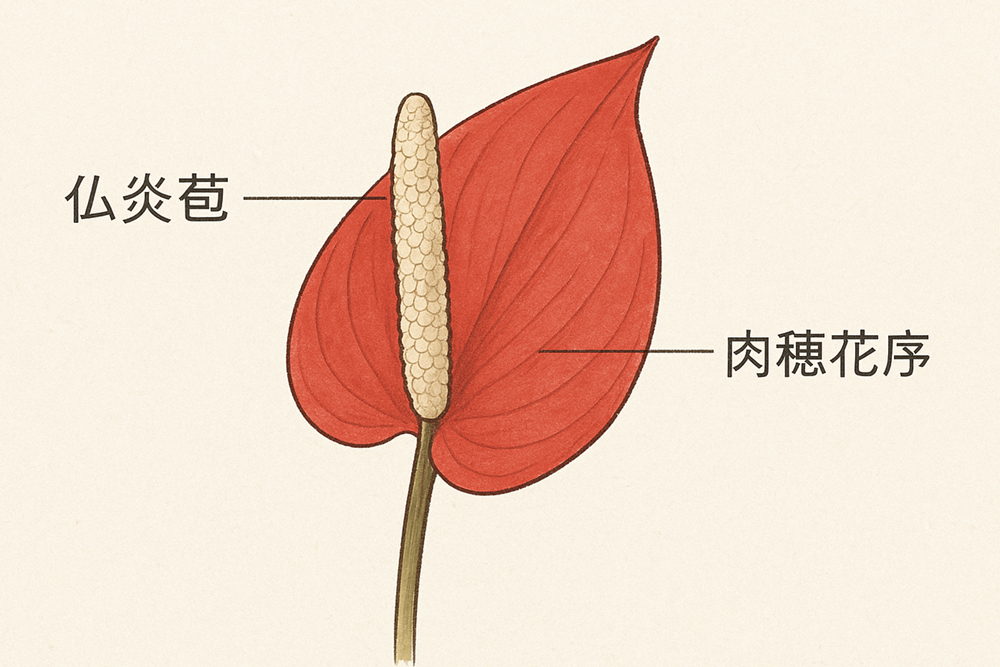 アロイド系観葉植物の花の図解