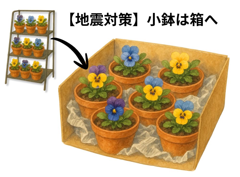 室内・ベランダ植物の地震対策。転倒・落下を防ぐ安全配置と管理の基本
