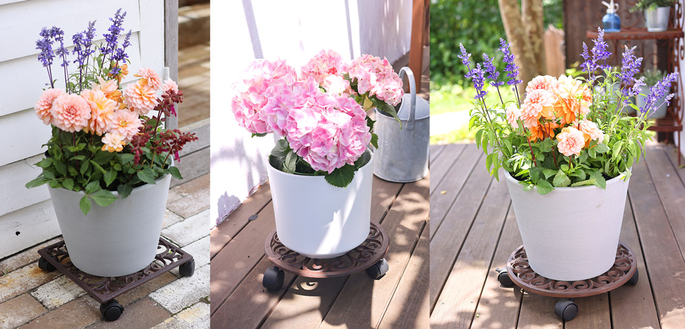 左から、アイアンプランツトレー square、round M、roundL