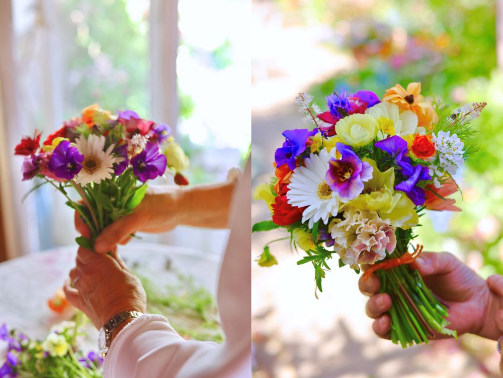 庭の花のブーケ